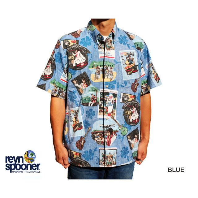 Reyn Spooner レインスプーナー アロハシャツ ELVIS IN HAWAII エルビスインハワイ エルビスプレスリー 青 ブルー  :DARS-5598:デロチャンクアロハワークスY店 - 通販 - Yahoo!ショッピング