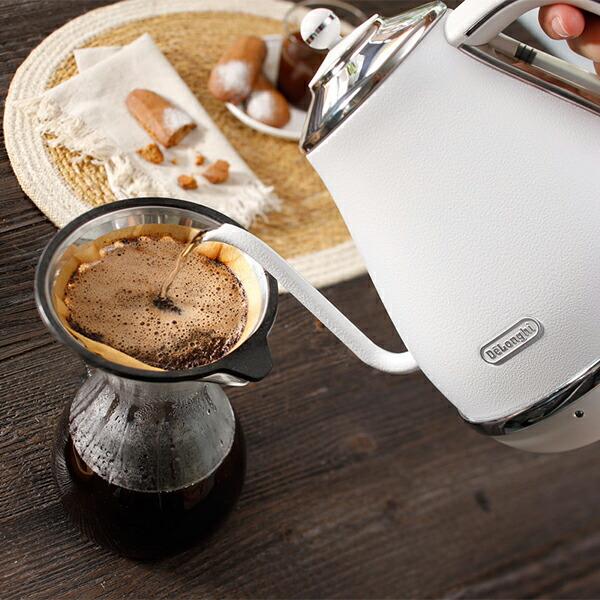 デロンギ アイコナ 温度設定機能付き電気カフェケトル ホワイト デロンギ アイコナ 温度設定機能付き電気カフェケトル ホワイト