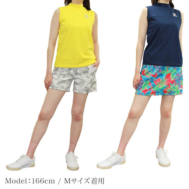 特別価格】7654 スカル刺繍切り替えハイネックノースリーブシャツ