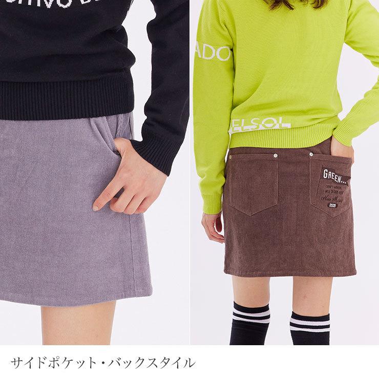 刺繍入ストレッチコーデュロイスカート 秋冬 定番 M/L/LL/3L 大きい