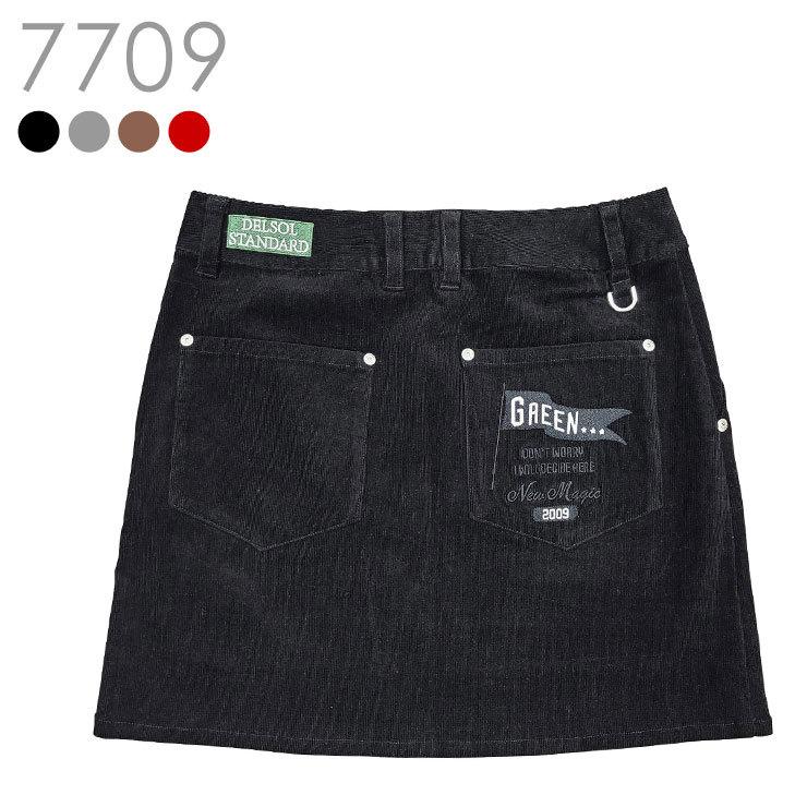 刺繍入ストレッチコーデュロイスカート 秋冬 定番 M/L/LL/3L 大きい