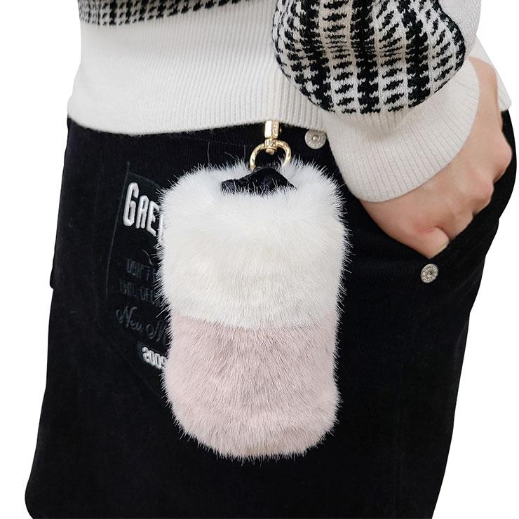 8095 ふわふわ ファー ボール ケース 可愛い ボールケース レディース