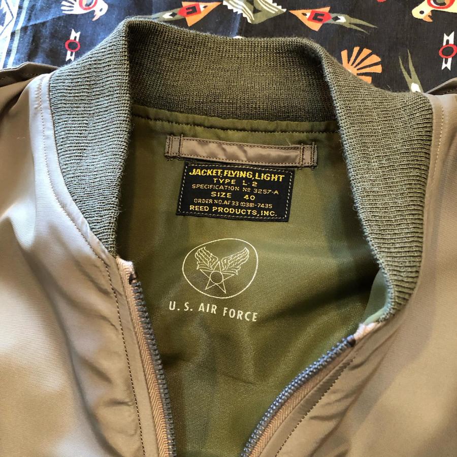 バズリクソンズ BUZZ RICKSON'S ライト フライングジャケット Type L-2  “REED PRODUCTS, INC.” BR15125-01/OLIVE DRABの画像