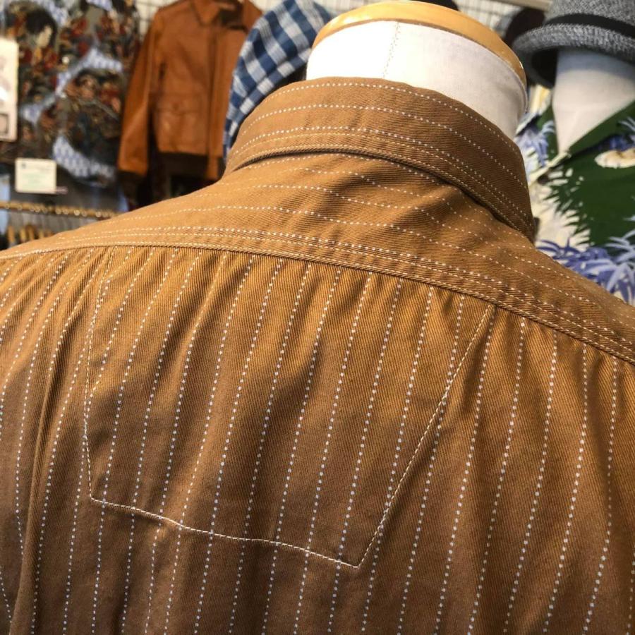 SUGAR CANE シュガーケーン ブラウン ウォバッシュ・ストライプ 長袖