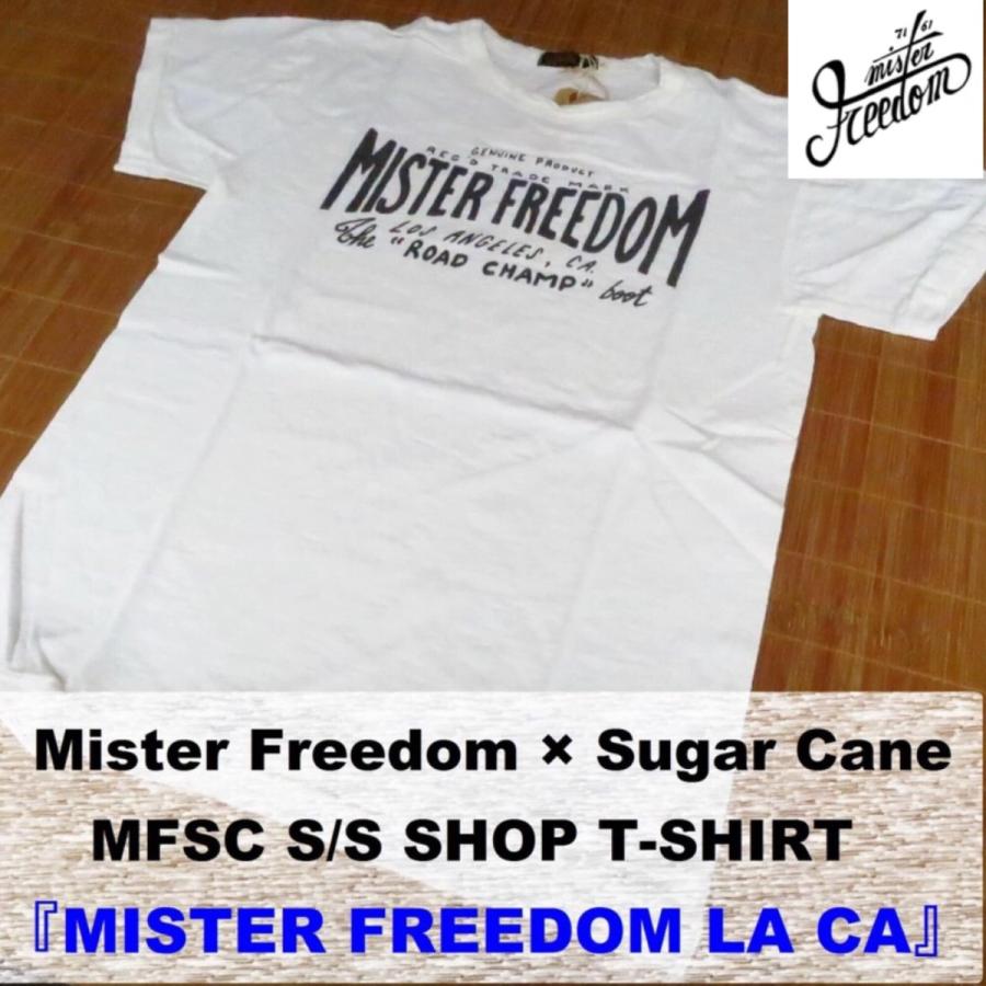 Mister Freedom シュガーケーン ミスターフリーダム MFSC 米国製 半袖Tシャツ『MISTER FREEDOM LA CA』 SC76943-101/WHITE｜delsol-kumamoto