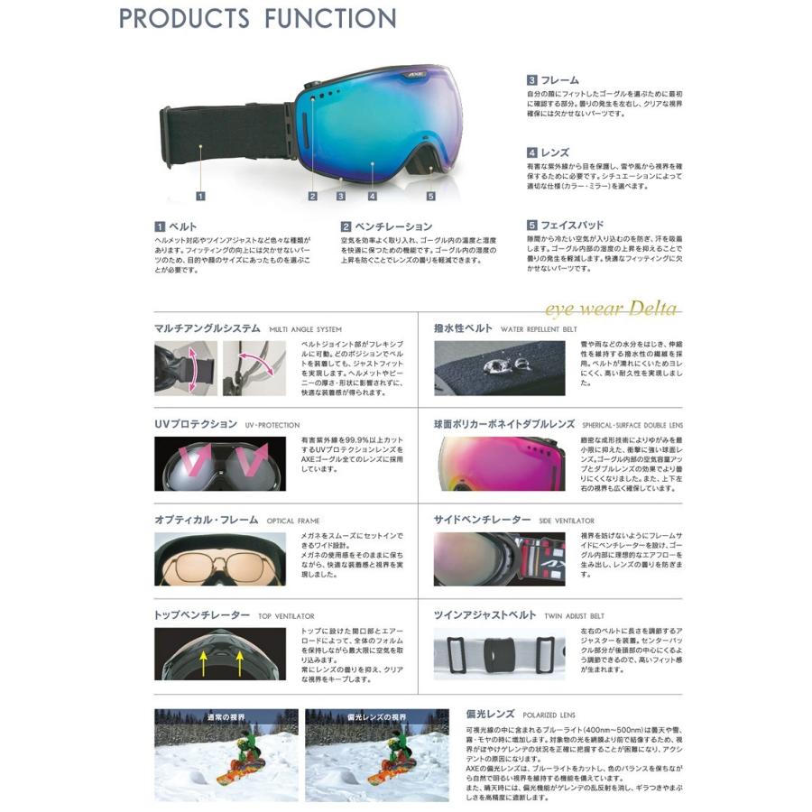 AXE（アックス） スノー ゴーグル ヘルメット メガネ対応 スノボ