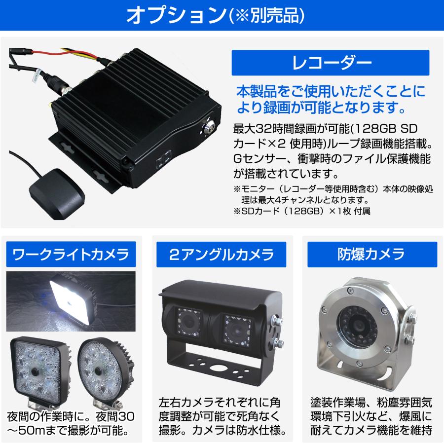 D-2011 現場監督 4カメラ防水モニターシステム DC48V専用 バックカメラ 電動フォークリフト | デルタダイレクト | 03