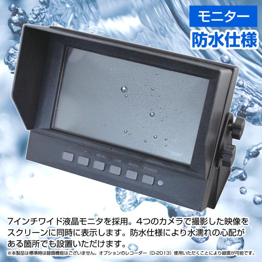デルタダイレクト D-2012 現場監督 4カメラ防水モニターシステム DC12