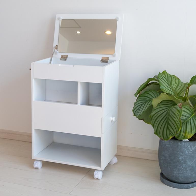 ほぼ完成品 スリムメイクワゴン ドレッサー 鏡台 メイクボックス