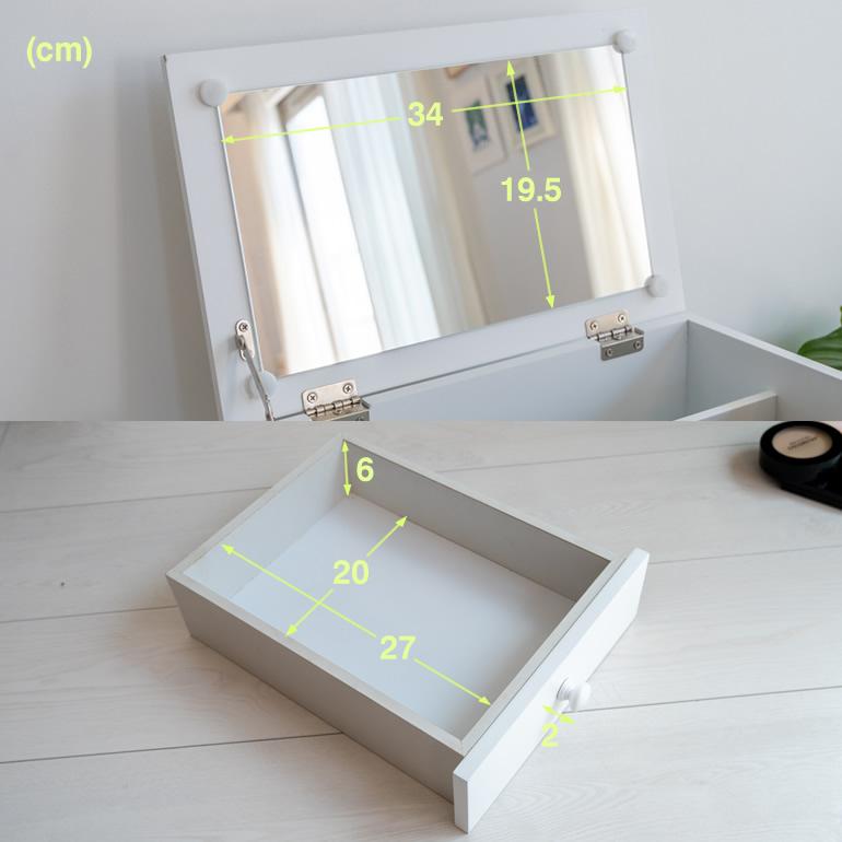 【新品・未使用】 コスメワゴン　ミラー付き　コスメボックス　完成品 大容量 コスメボックス 鏡付き コスメワゴン メイクボックス かわいい