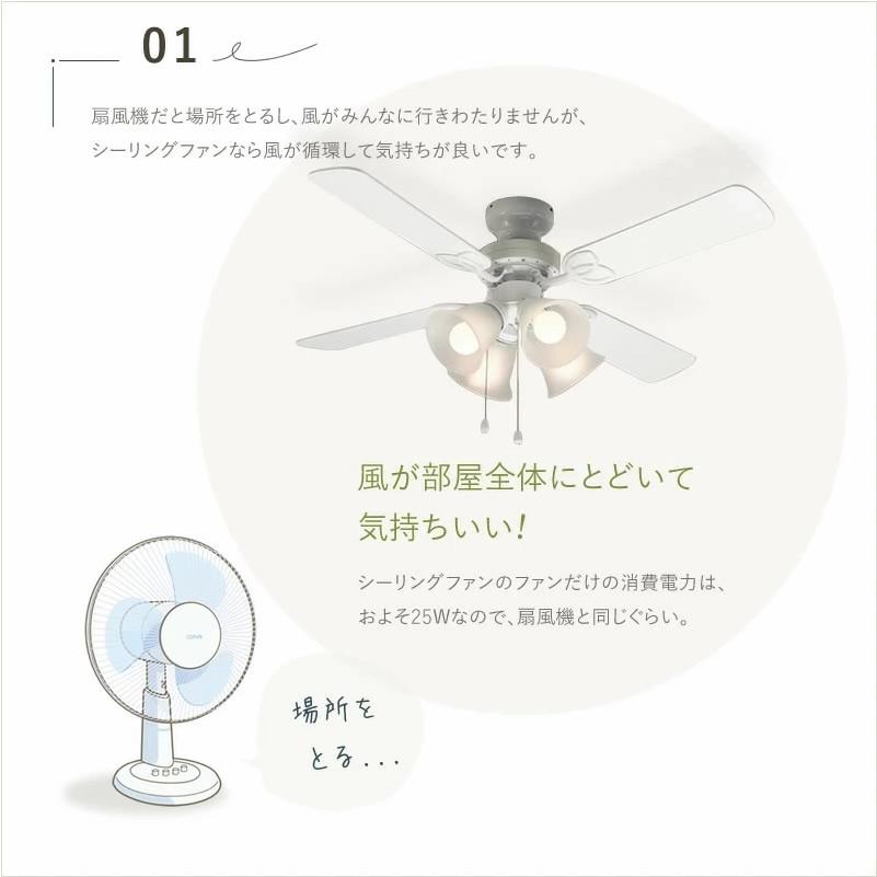 【在庫限り廃番】シーリングファン 傾斜天井対応 ライトなし リバーシブル羽根 節電 おしゃれ エコ 省エネ サーキュレーター効果_3