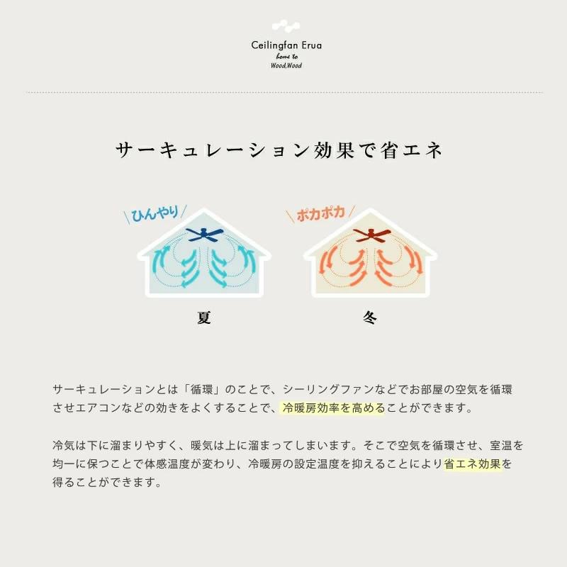 【在庫限り廃番】シーリングファン 傾斜天井対応 ライトなし リバーシブル羽根 節電 おしゃれ エコ 省エネ サーキュレーター効果_5