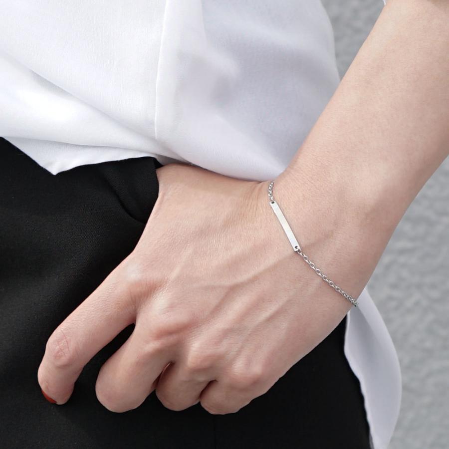 チェーン ブレスレット つけっぱなしok シンプル プレート カップル