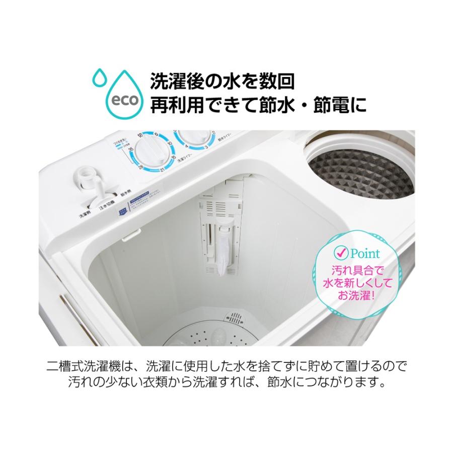 洗濯機 縦型 一人暮らし 6kg 二槽式洗濯機 MAXZEN マクスゼン コンパクト 引越し 単身赴任 新生活 タイマー 2層式 2槽式 小型洗濯機 JW60KS01｜den-mart｜02