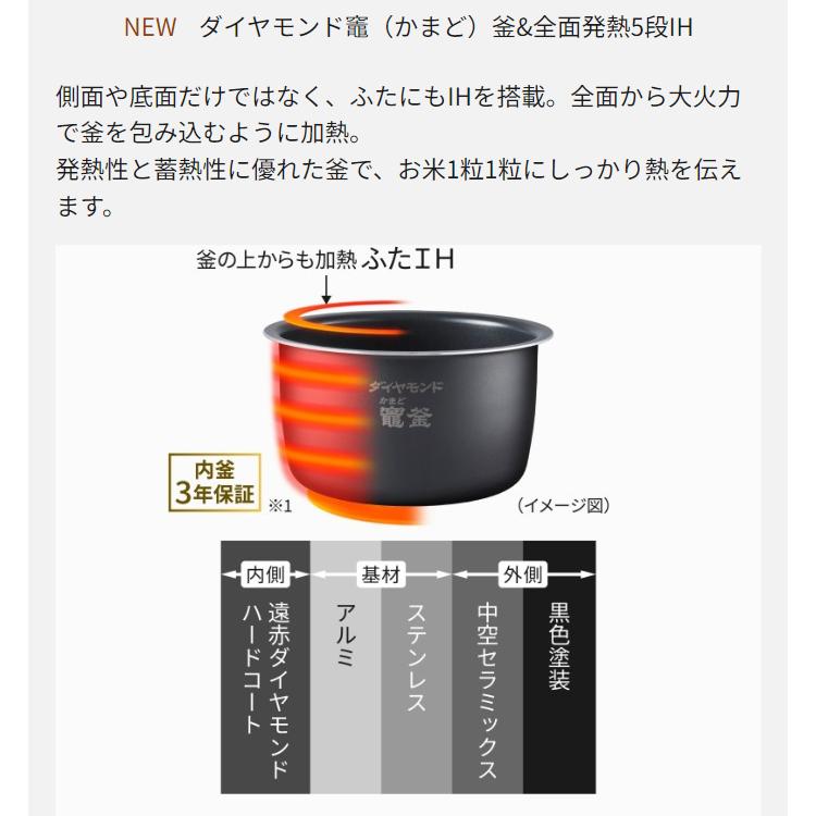 パナソニック 可変圧力IHジャー炊飯器 5.5合炊き おどり炊き Mシリーズ SR-M10A-K｜den-mart｜04