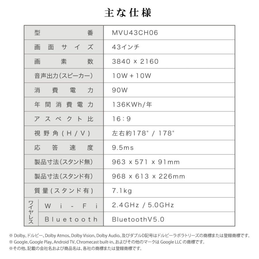 MAXZEN（マクスゼン） 4Kテレビ 43型 液晶テレビ グーグルテレビ