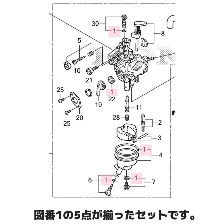 ホンダ説明書、ダイナモ キャブレター ホンダ（HONDA） 純正品 耕うん機 キャブレターガスケット パッキン5点