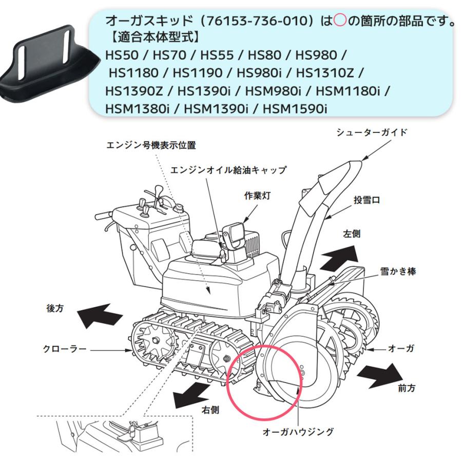 ホンダ（HONDA） 除雪機 純正部品 2穴タイプ オーガ スキッド (そり) 2