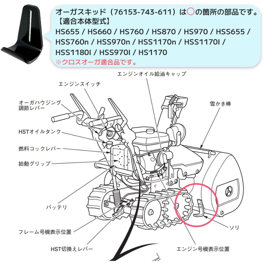 ホンダ（HONDA） 除雪機 純正部品 幅広改良タイプ オーガ スキッド