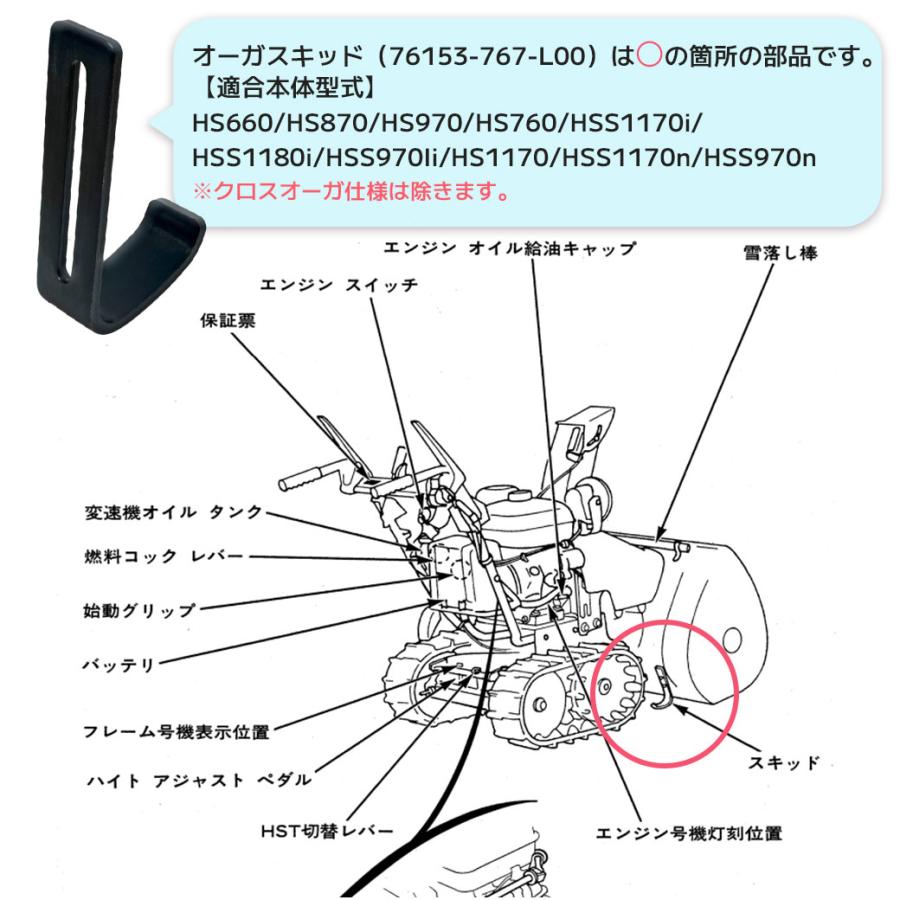 ホンダ（HONDA） 除雪機 純正部品 オーガ スキッド (そり) 2個セット(1