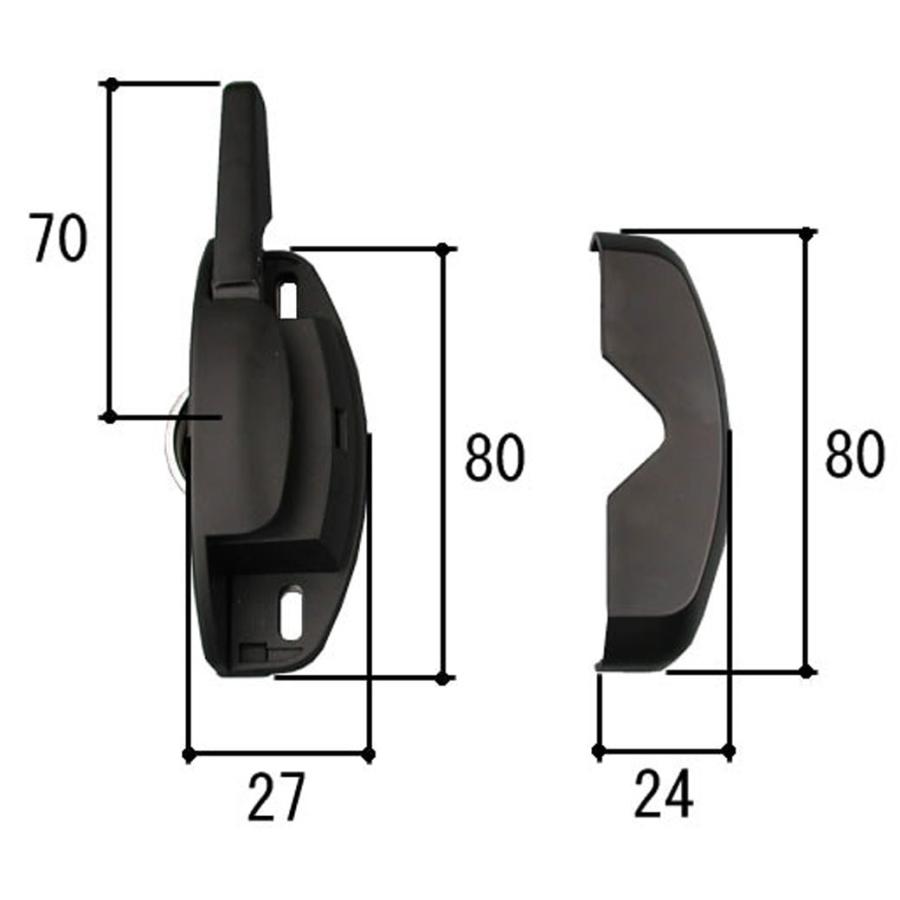 三協アルミ クレセント と カバー サッシの鍵 WB6037R0-KC ブラック 右