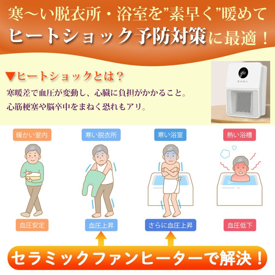 ヒーター 壁掛け 大風量セラミックヒーター 2秒速暖 脱衣所ヒーター
