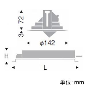 遠藤照明 LEDユニバーサルダウンライト 幅広枠タイプ 1200TYPE 埋込穴φ125mm 広角配光 電球色 ERD7582W+RX-360NAの画像