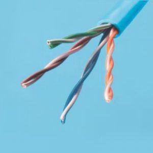 伸興電線 LAN用メタルケーブル Cat5e 耐燃性ポリエチレンシース 300m巻 薄青 EM-SKLAN0.5×4P×300m｜dendenichiba