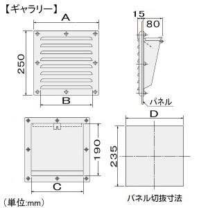 篠原電機 防噴流型ギャラリー 20タイプ IP45 ステンレス製 G2-20BF-AS 