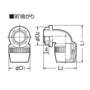 未来工業 マシンフレキコネクタ 90度曲がり 適合管マシンフレキ22 適合ノック径φ27 ミルキーホワイト 防水型 MFPK-22LM|dendenichiba|02