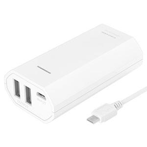 多摩電子工業 モバイルバッテリー 充電式 USB2ポート 最適充電機能搭載 5200mAh microUSBケーブル付 ホワイト TL86SAW｜dendenichiba