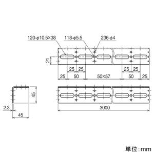 ネグロス電工 メーカー直送品/代引き不可 長穴付きアングル RVラック