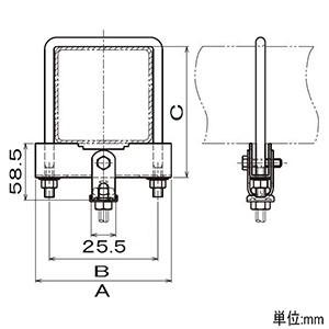 ネグロス電工 角パイプ用吊りボルト支持金具 W3/8 角パイプ150×150