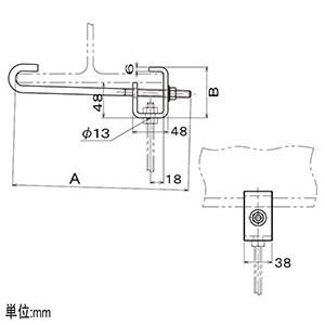 ネグロス電工 H形鋼用吊りボルト支持金具 W3/8・M10・W1/2・M12