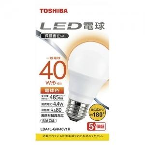東芝 10個セット LED電球 A形 一般電球形  40W相当 広配光 電球色 E26 LDA4L-G/K40V1R｜dendenichiba
