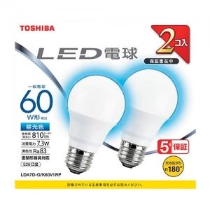 東芝 5個セット LED電球 A形 一般電球形  60W相当 広配光 昼光色 E26 2P LDA7D-G/K60V1RP