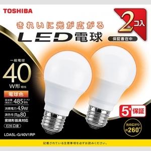 東芝 5個セット LED電球 A形 一般電球形  40W相当 全方向 電球色 E26 2P LDA5L-G/40V1RP