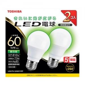 東芝 5個セット LED電球 A形 一般電球形 60W相当 全方向 昼白色 E26 2P LDA7N-G/60V1RP