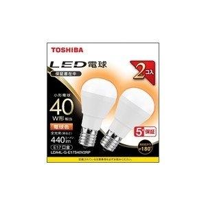 東芝 5個セット LED電球 ミニクリ形 40W相当 広配光 電球色 E17 2P LDA4L-G-E17S40V2RP