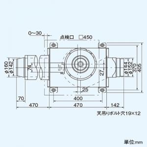日本キヤリア(東芝) ダクト用換気扇 天井埋込形 中間取付 消音形 強弱