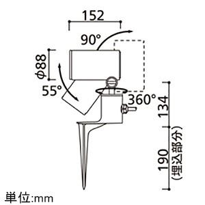 オーデリック　LEDスポットライト　COBタイプ　ビーム球150W相当　マットシルバー　昼白色　ワイド配光　防雨型　OG254714