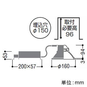 コイズミ照明 LEDコンフォートダウンライト ベースタイプ M形 FHT32W×2灯相当 埋込穴φ150mm 非調光 温白色 AD52910_1