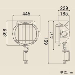 ハタヤ　400W型メタルハライドライト　50Hz用　接地付　バイス付　電線長5m　屋外用　MLV-405K(50Hz)