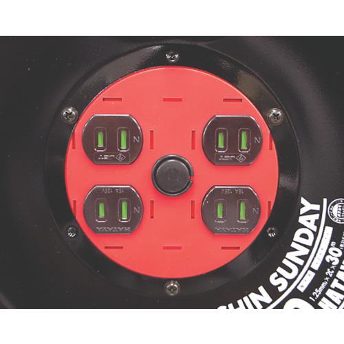 シンサンデーリール 100Vタイプ 標準型 2P 15A 125V コンセント4個 長さ30m VCT1.25mm2×2C 【仮設】 温度センサー内蔵 C-30S