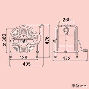 ハタヤ テツノホースリール 本体のみ 40m巻用 パワーハンドル付 イエロー HLA-0N(Y)｜dendenichiba｜02