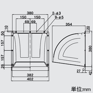 高須産業　K-30　ウェザーカバー 30cm換気扇用6つセット アイボリー 高須産業 ウェザーカバー 30cm換気扇用 開口寸法350mm角