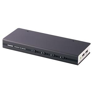 ELECOM パソコン切替器 4台切替 USB・DVI対応 KVM-DVHDU4｜dendenichiba