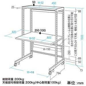 サンワサプライ eラック 高耐荷重ラック スタンダードタイプ W600×D800×H1500mm 総耐荷重200kg ER-60Nの画像