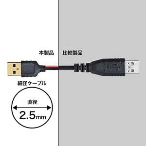 サンワサプライ 極細ミニUSBケーブル ミニBタイプ ブラック 0.5m KU-SLAMB505BKK｜dendenichiba｜02