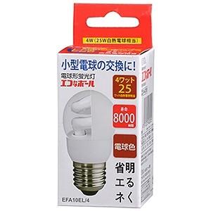 オーム電機(OHM) 電球形蛍光灯 エコなボール A形 白熱電球25W形相当 電球色 E26口金 EFA10EL/4｜dendenichiba